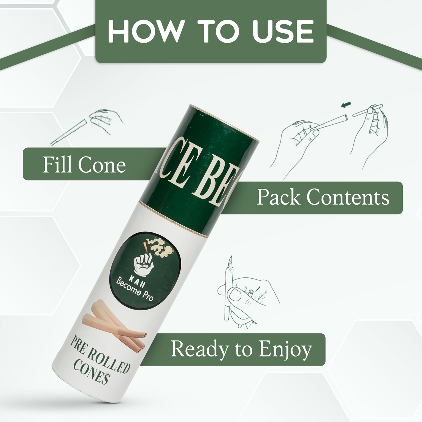 KAII Pre Rolled Cones - Easy-to-Use 109 mm King Size Cones with Tips, Pack of 98 - High-Quality Rolling Paper for Smooth, Even Burn - Ideal for Hassle-Free Herb Enjoyment