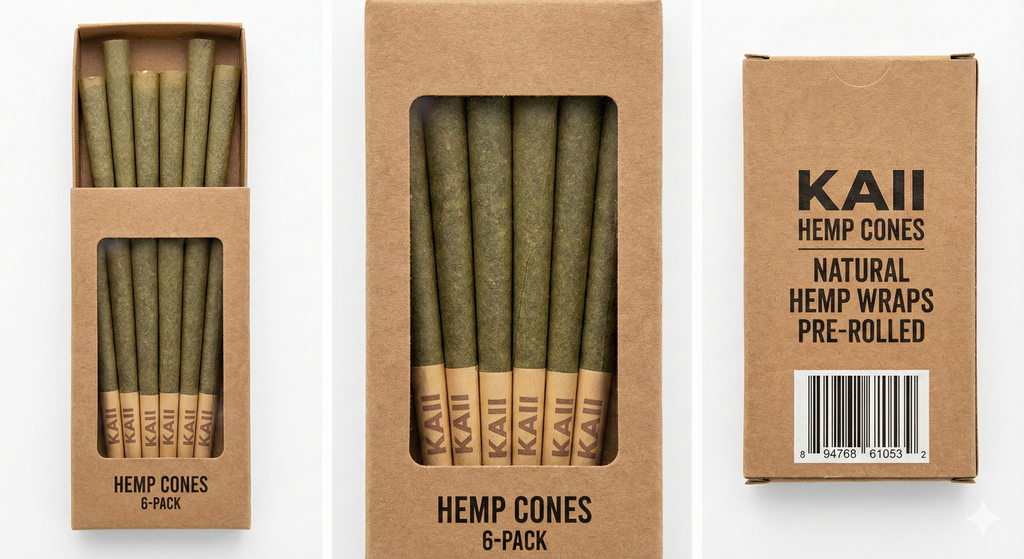 Kaii Premium Natural Hemp Cones – Pre-Rolled & Slow Burning (Pack of 6)