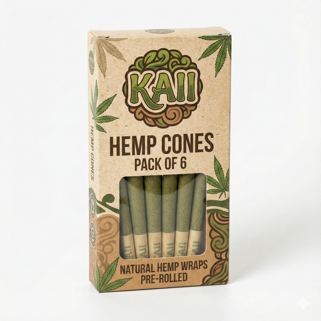 Kaii Premium Natural Hemp Cones – Pre-Rolled & Slow Burning (Pack of 6)