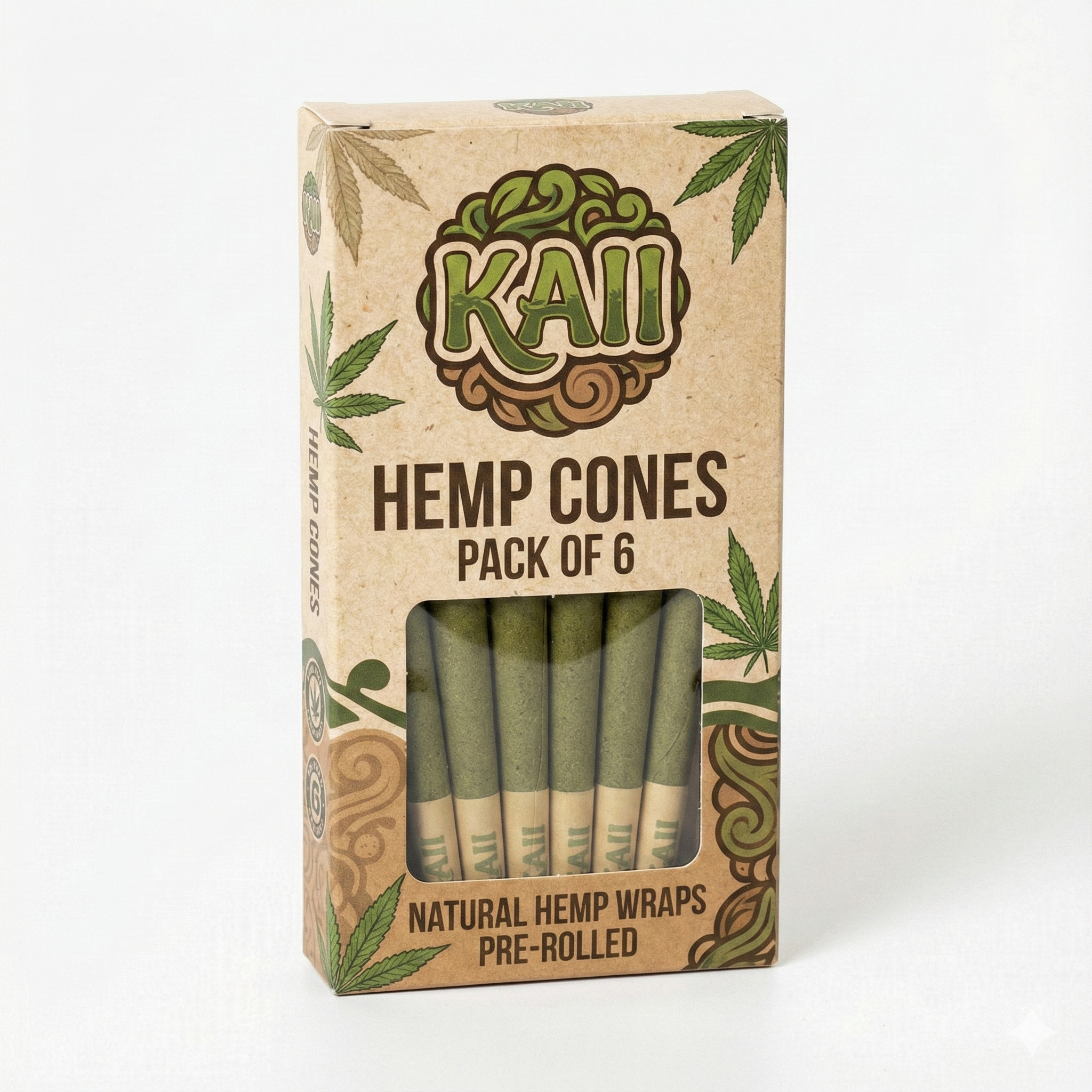 Kaii Premium Natural Hemp Cones – Pre-Rolled & Slow Burning (Pack of 6)