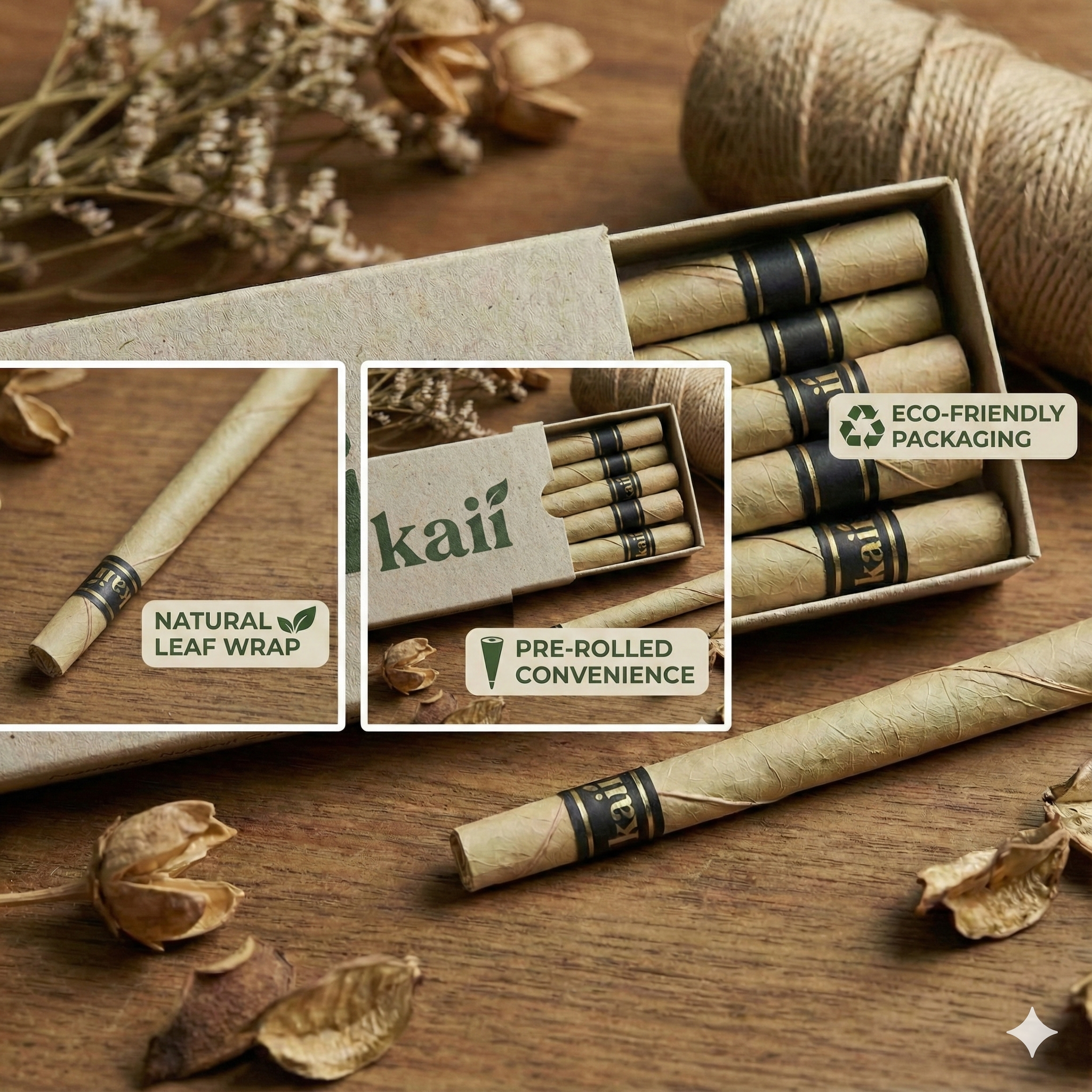 JungleRolls Natural Tendu Leaf Cones – King Size (20 Pack) | Organic Pre-Rolled Leaf Wraps with Corn Husk Filter | Slow Burning, Vegan, Unbleached & Tobacco-Free | Alternative to Palm Leaf Rolls